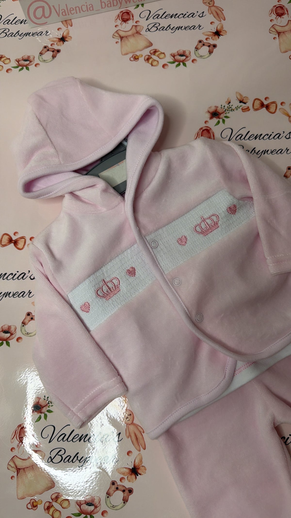 Velour Smock 3PC Crown Set