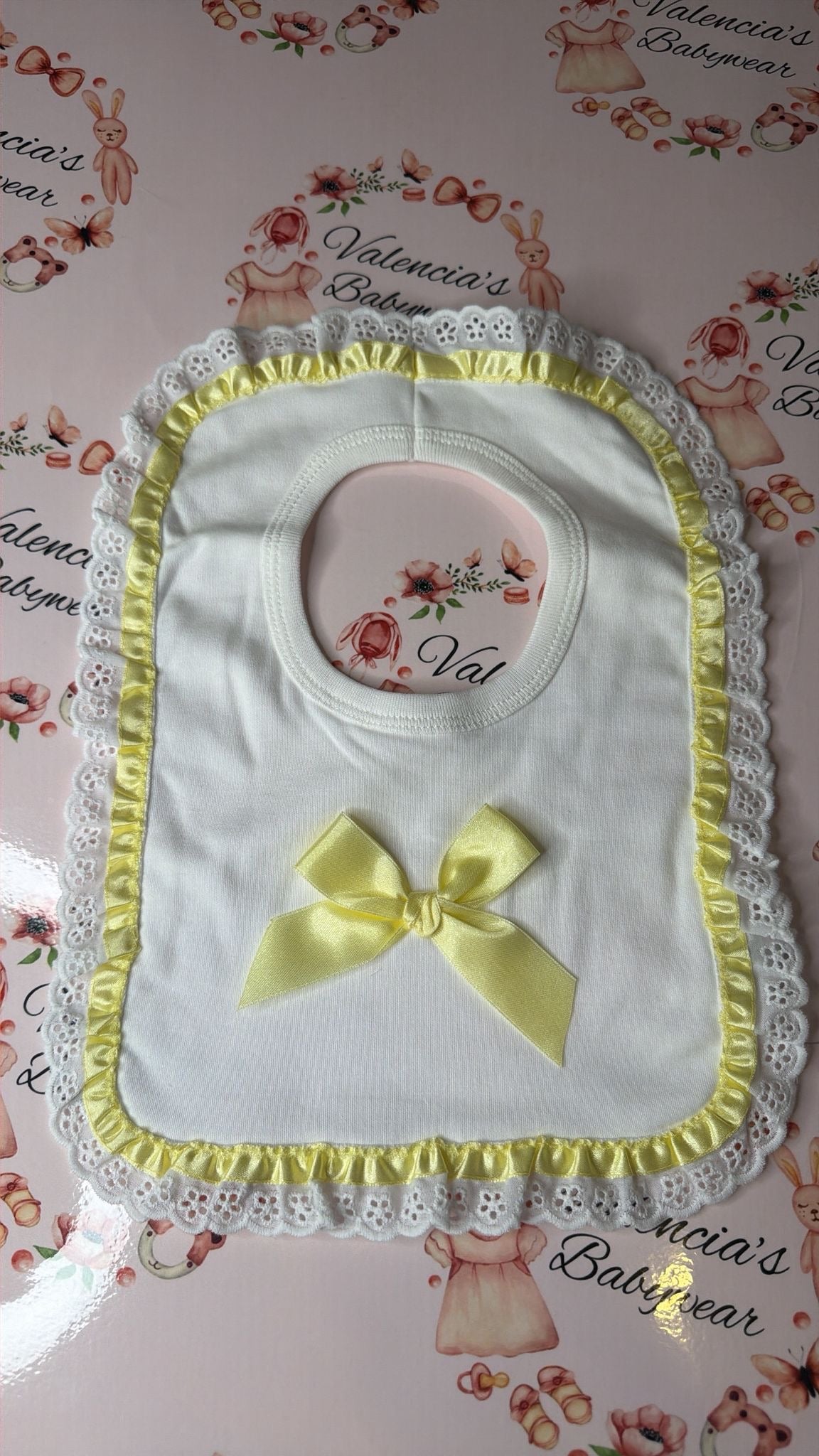 Lemon Bow Lace Bib