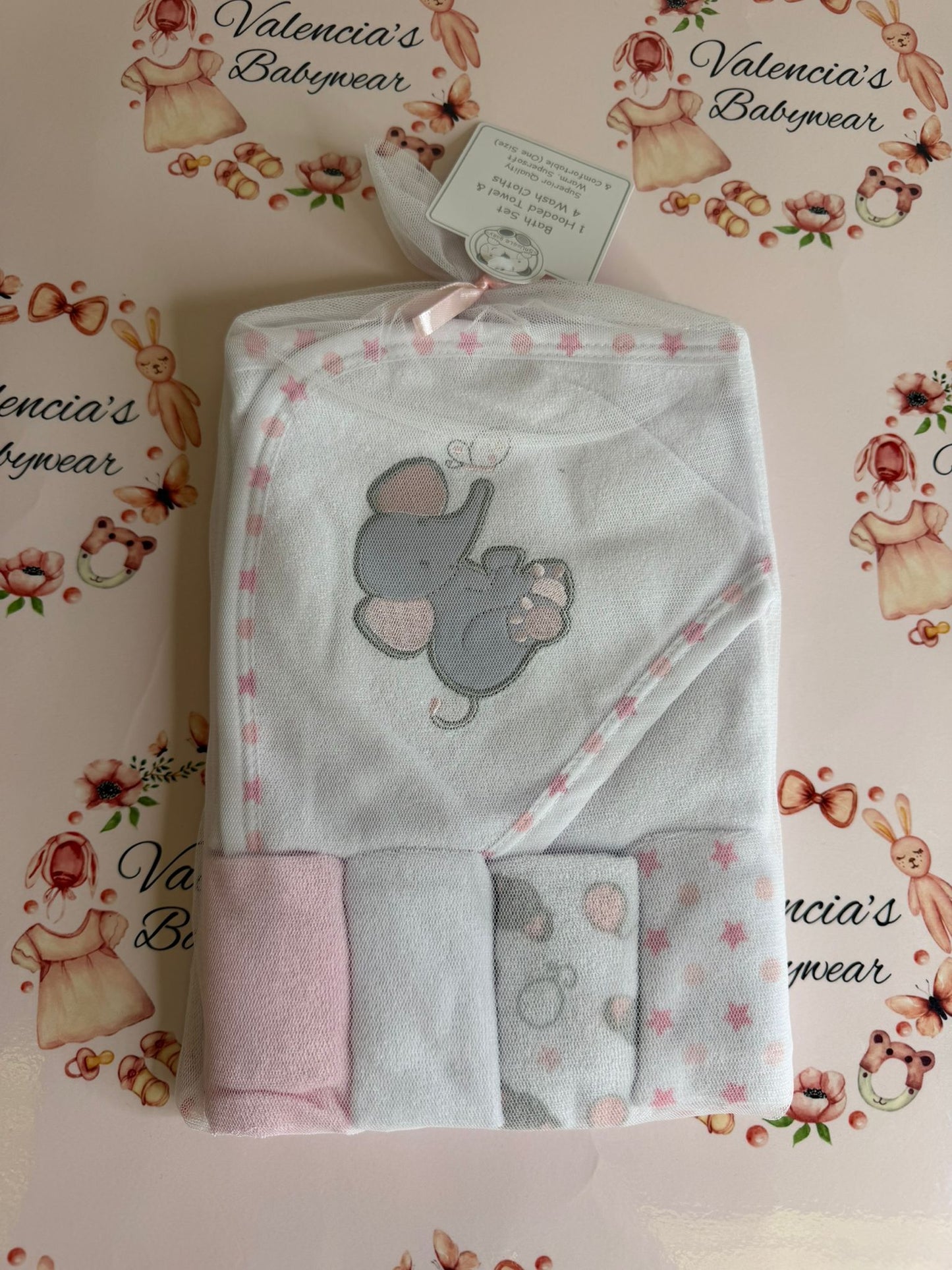 Pink elephant Bath set