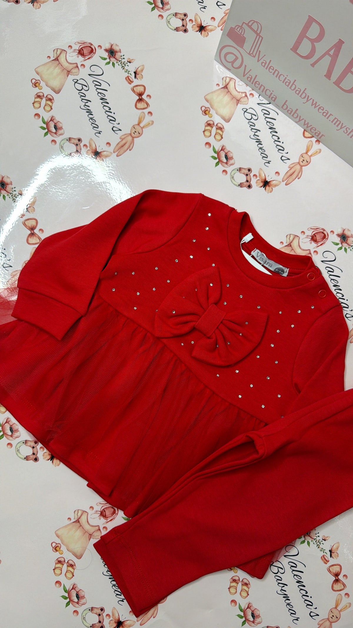 Red Diamanté Bow 2PC