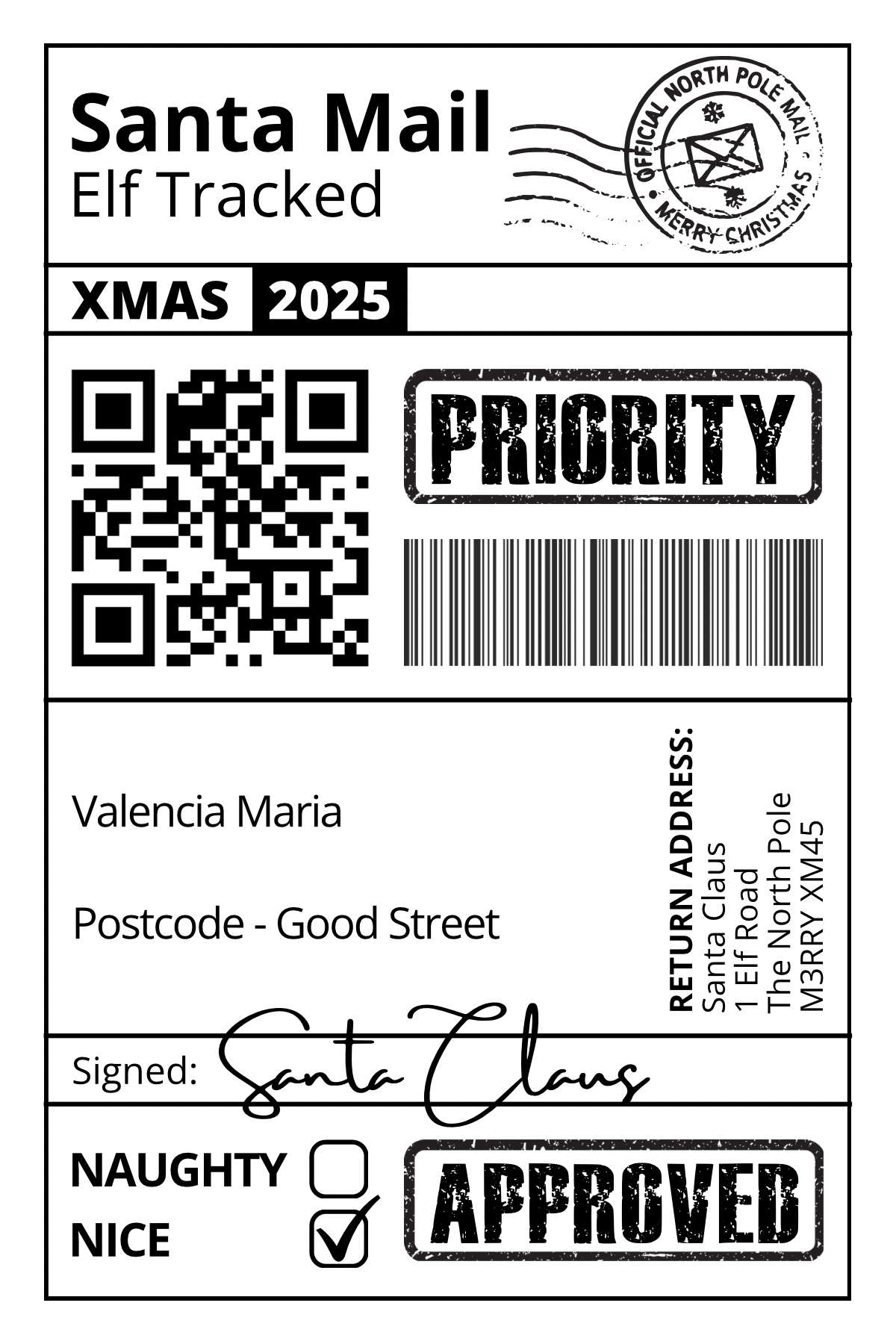 Personalised Santa Labels 2026 *