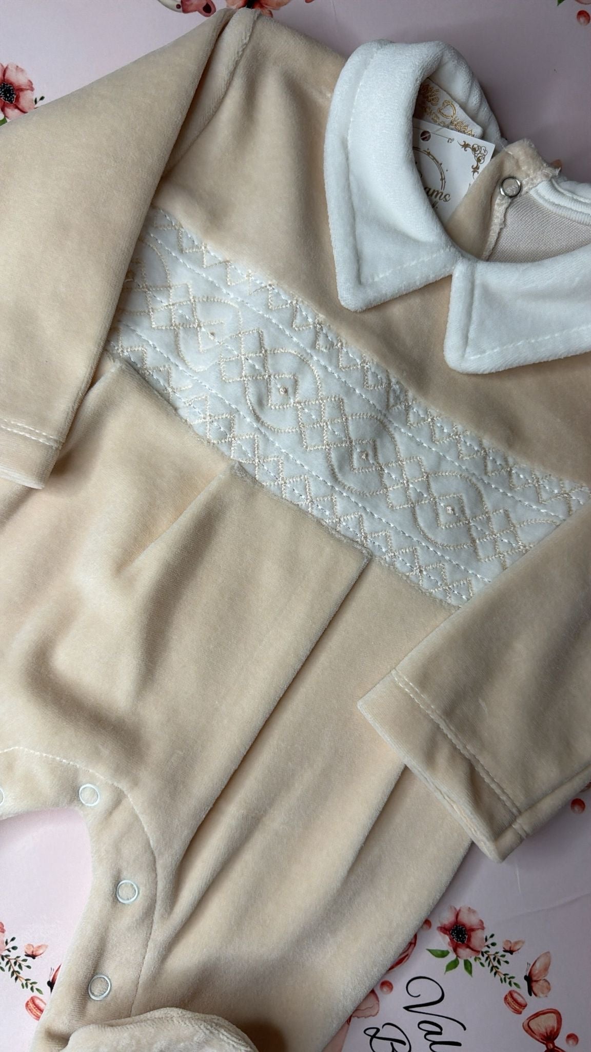 Smocked Velour Babygrow