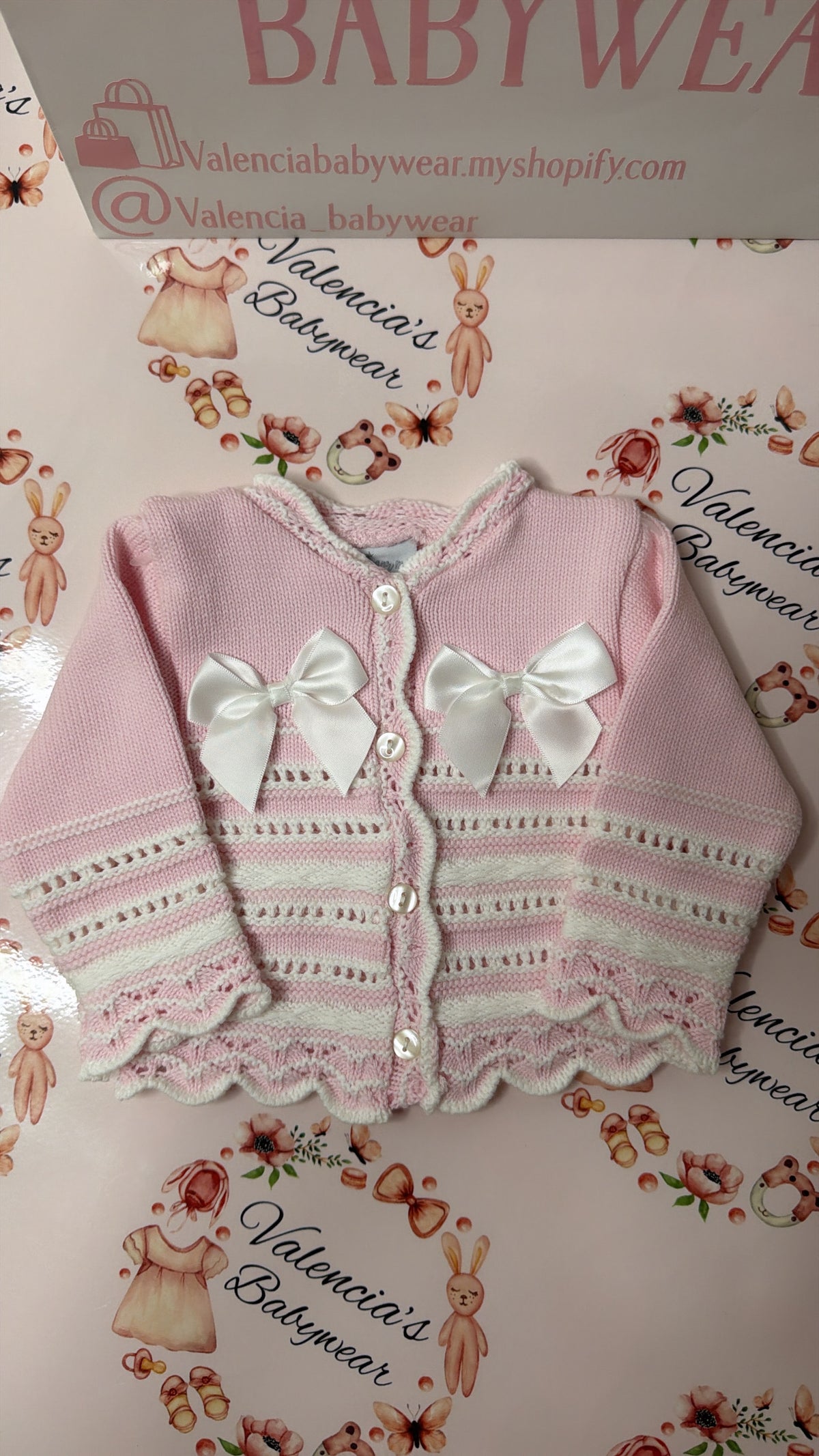 Pink & White Knit Cardigan