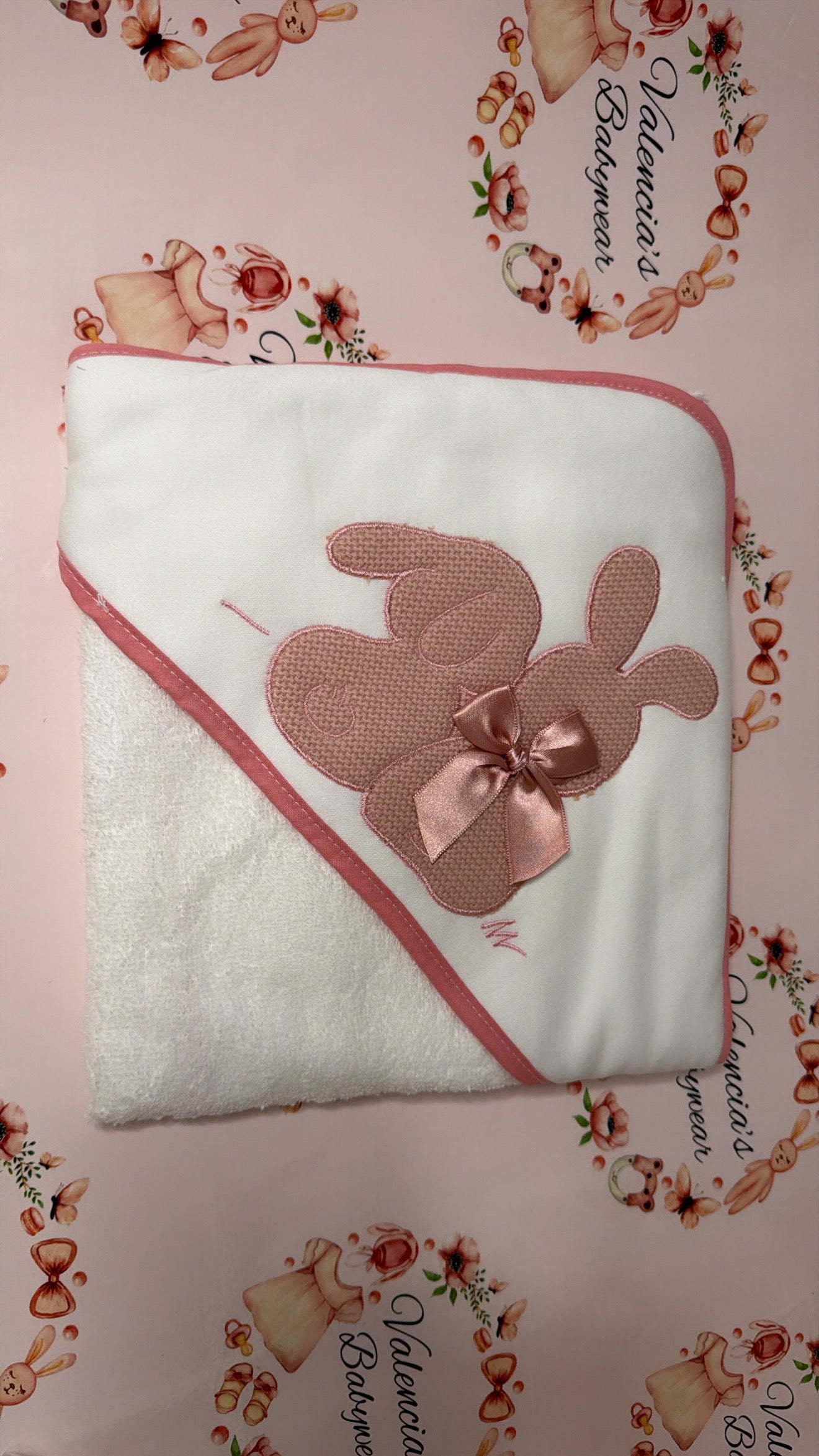 Dusty pink Embroidered Hooded Towel