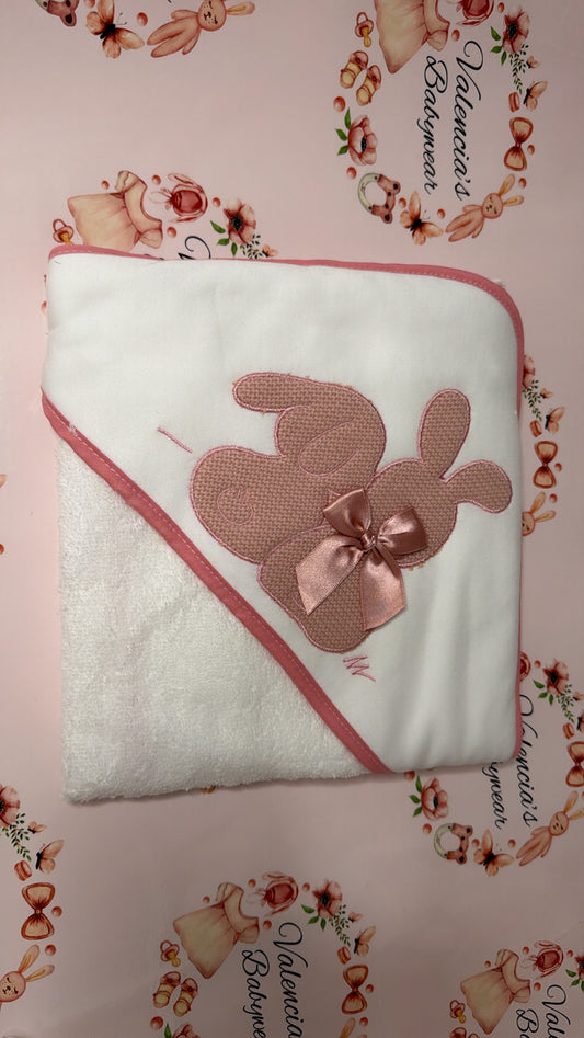 Dusty pink Embroidered Hooded Towel