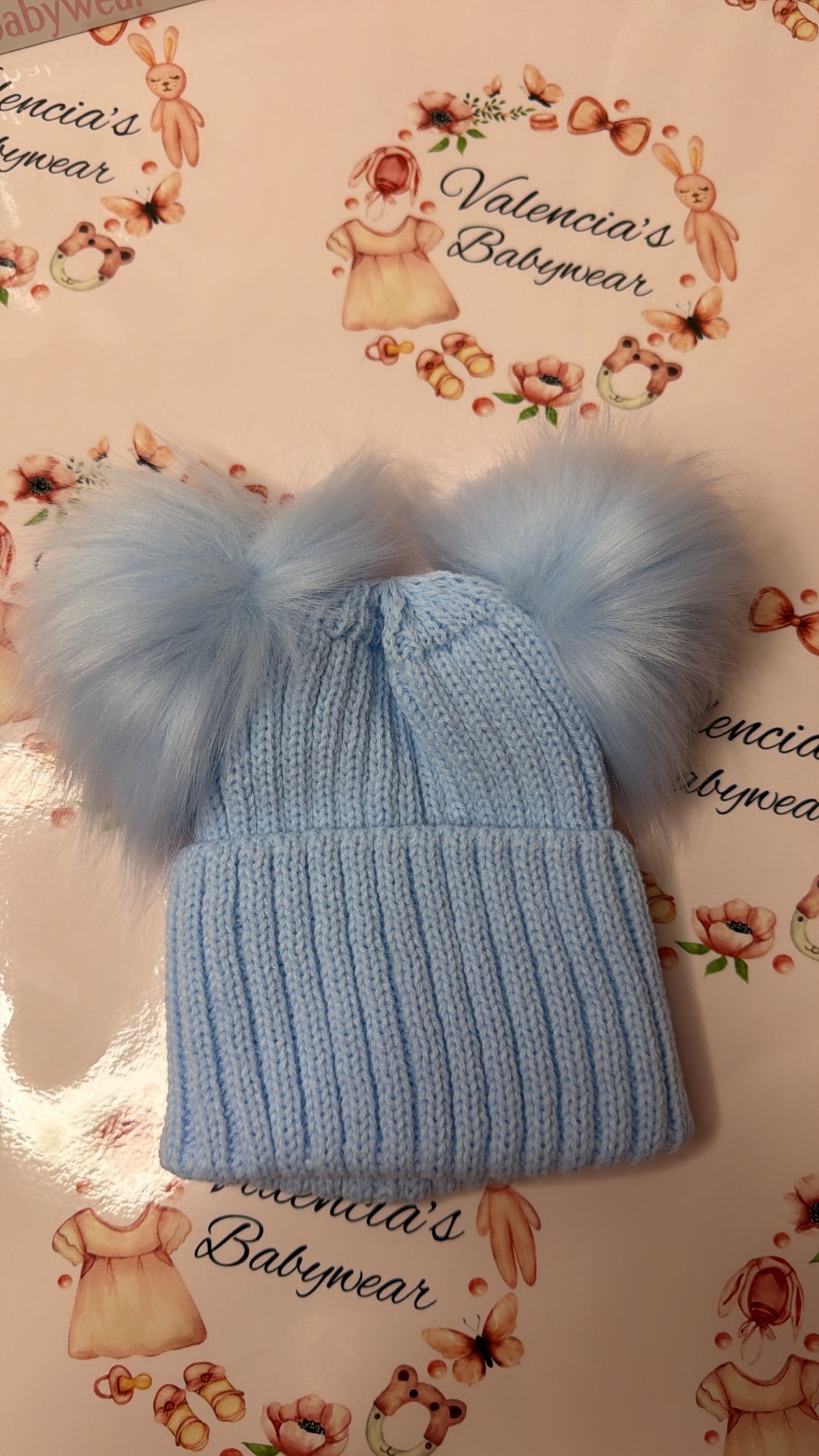 Blue Pom Pom Hat