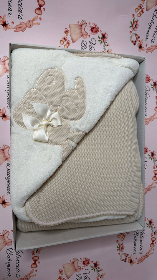 Beige Embroidered Blanket Wrap