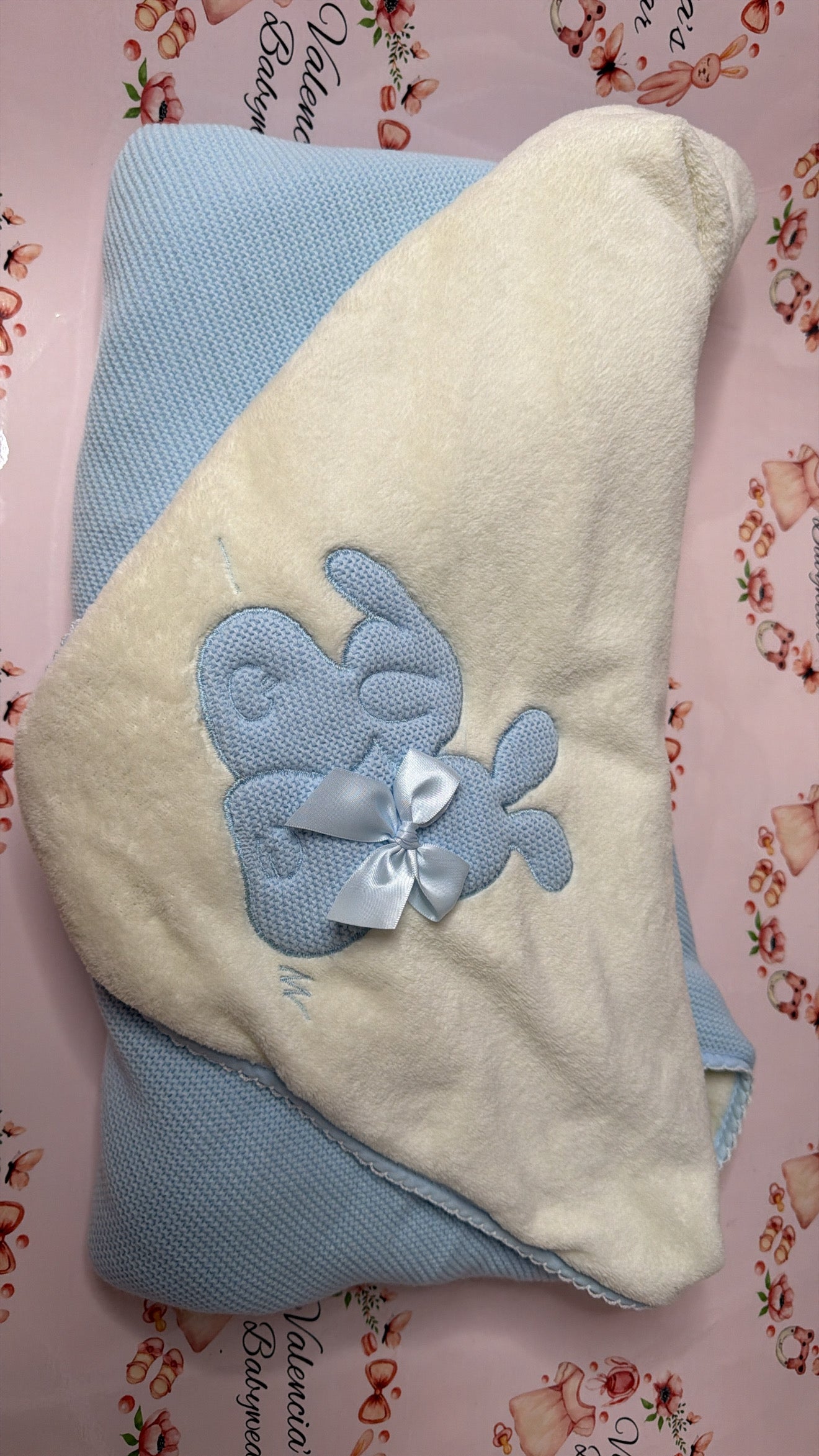 Baby Blue Embroidered Wrap Blanket