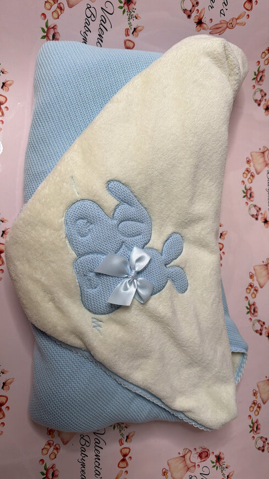 Baby Blue Embroidered Wrap Blanket