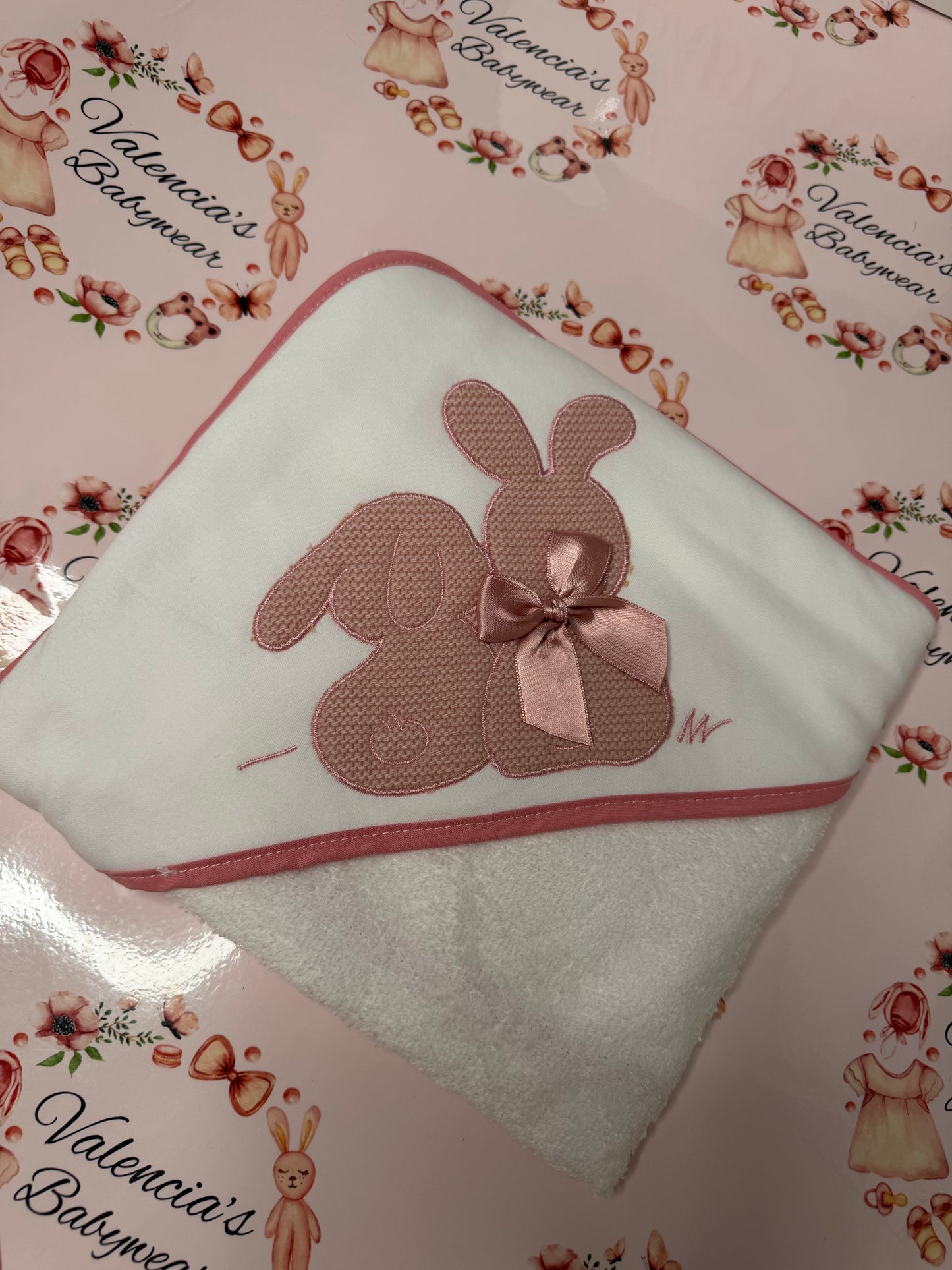 Dusty pink Embroidered Hooded Towel