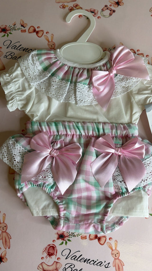 Mint chequered Romper