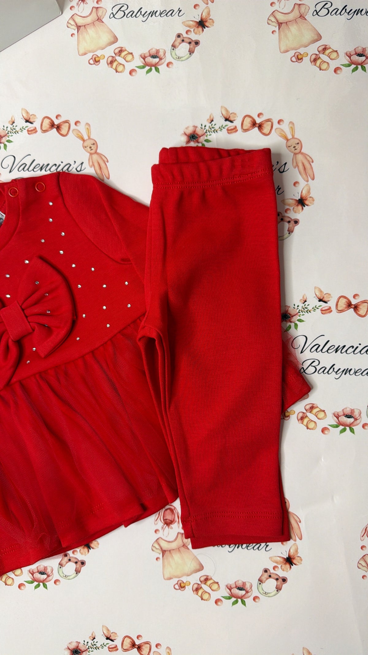 Red Diamanté Bow 2PC