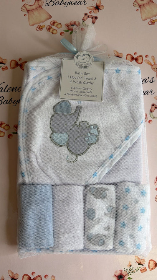 Blue Elephant Bath Set