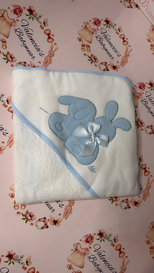 Baby Blue Embroidered Hooded Towel