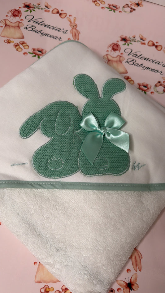 Green Embroidered Hooded Towel