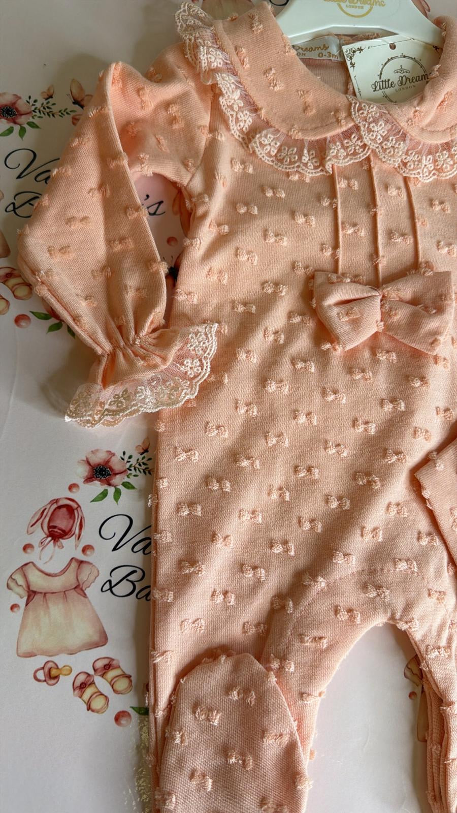 Peach Babygrow & Hat
