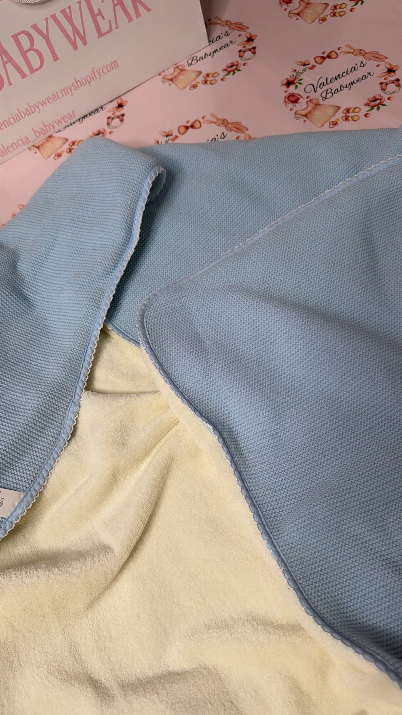 Baby Blue Embroidered Wrap Blanket
