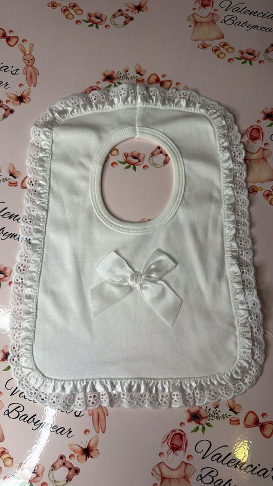 White Lace Bow Bib