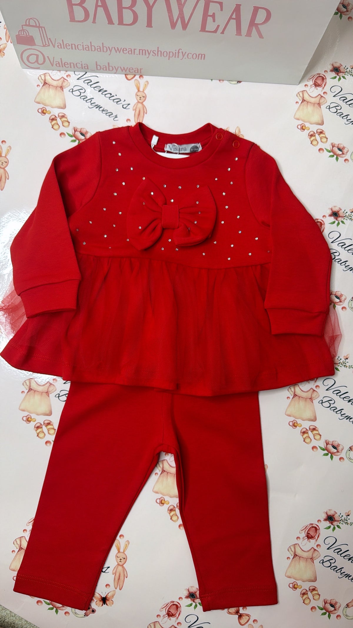 Red Diamanté Bow 2PC