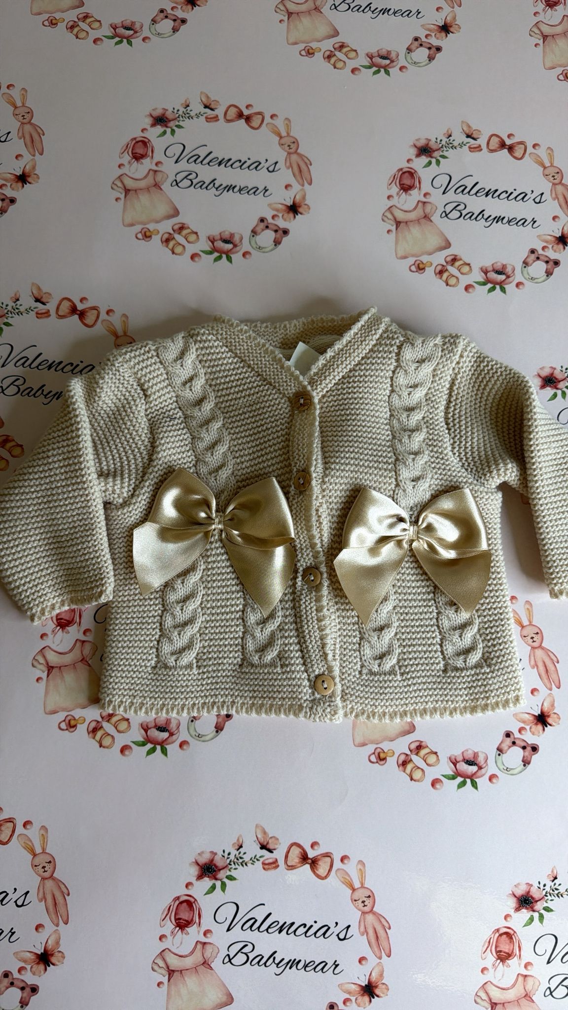 Beige Bow Cardigan