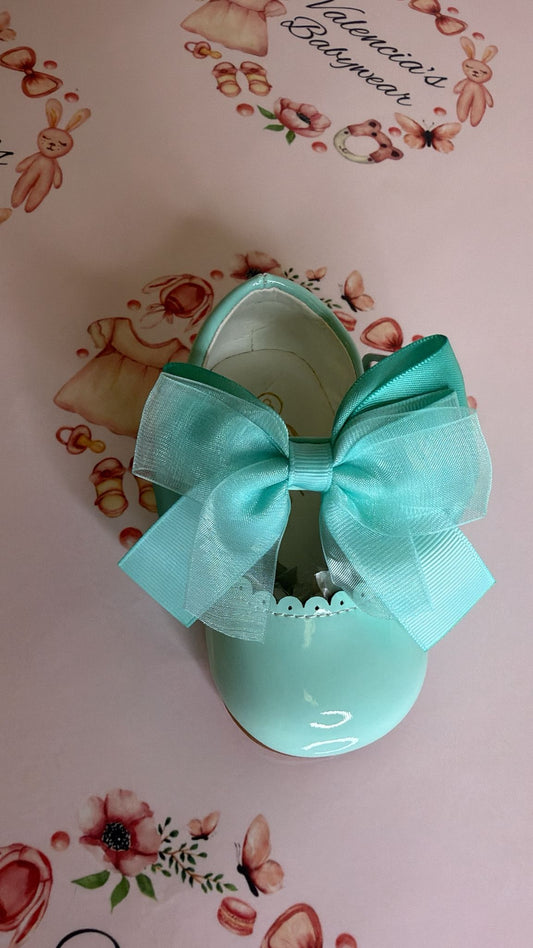 Mint patent Bow Shoes