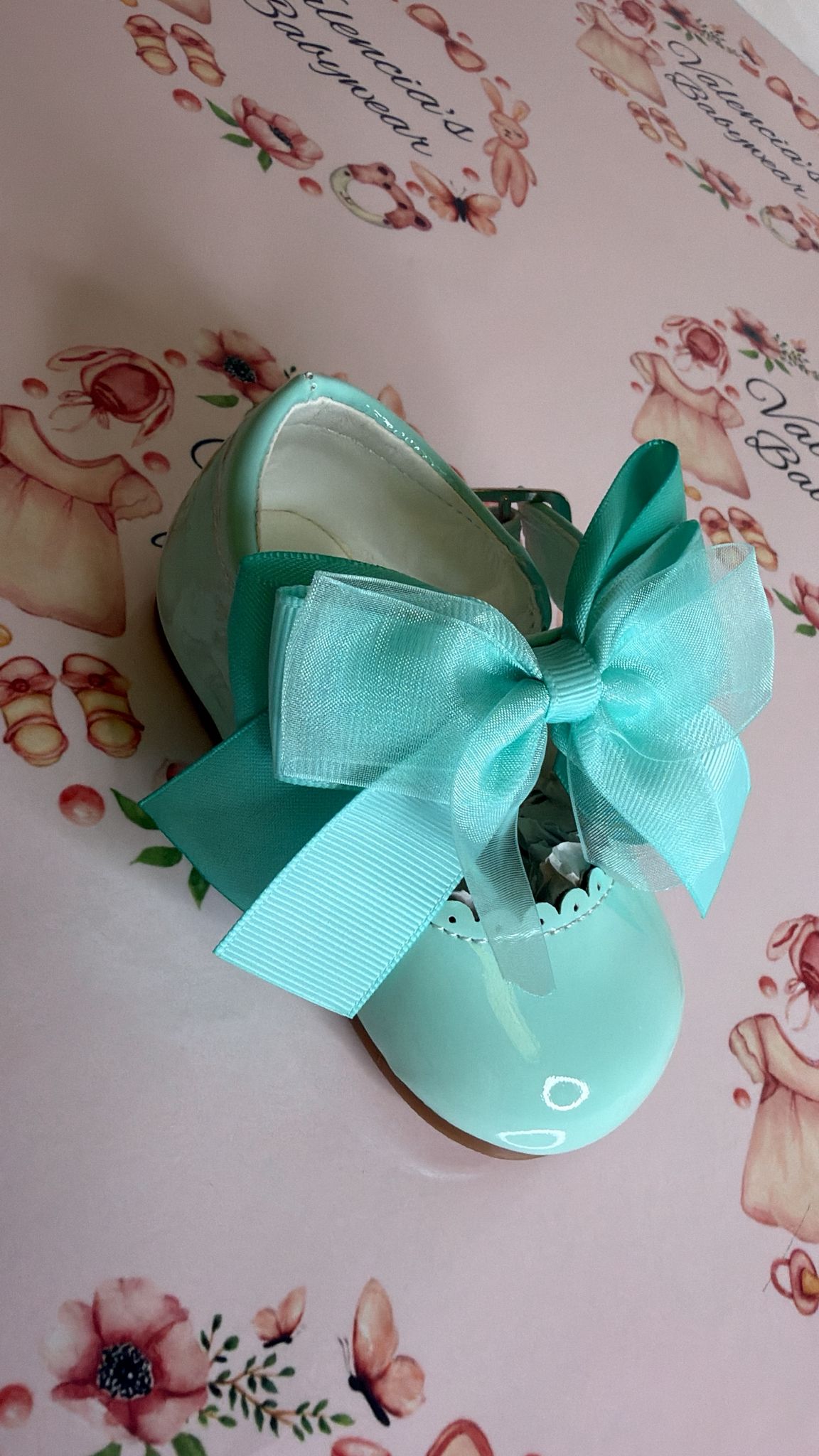 Mint patent Bow Shoes