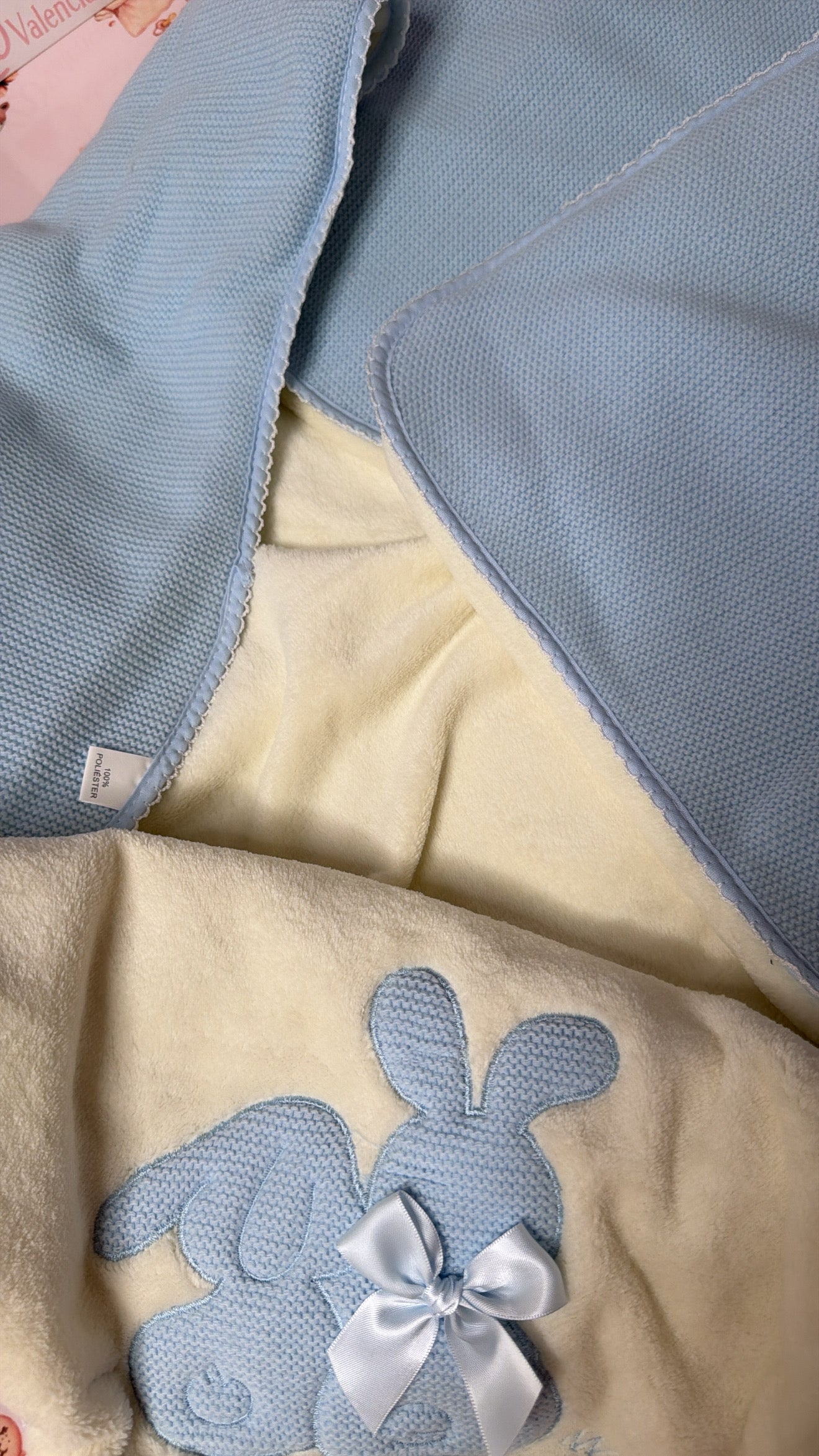 Baby Blue Embroidered Wrap Blanket