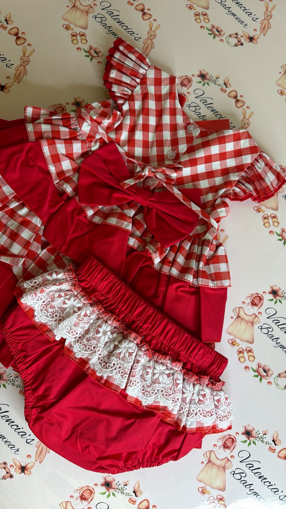 Red Frilled Dress & Bloomers