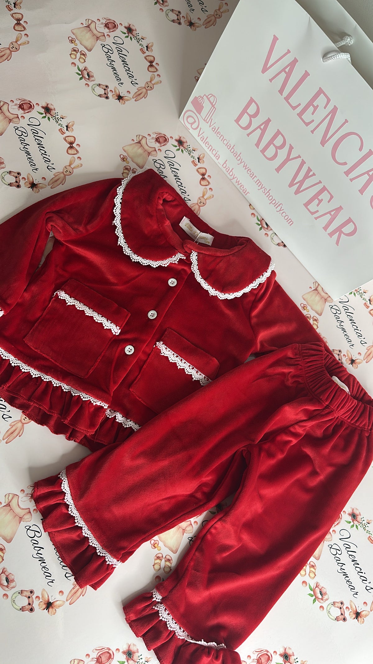Christmas velour Frill Pyjamas
