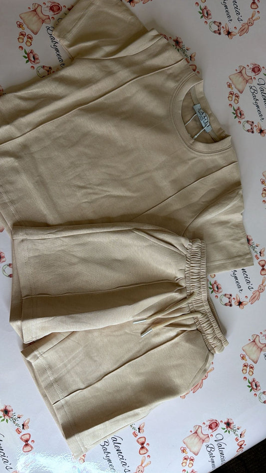 Beige Top & Shorts Set