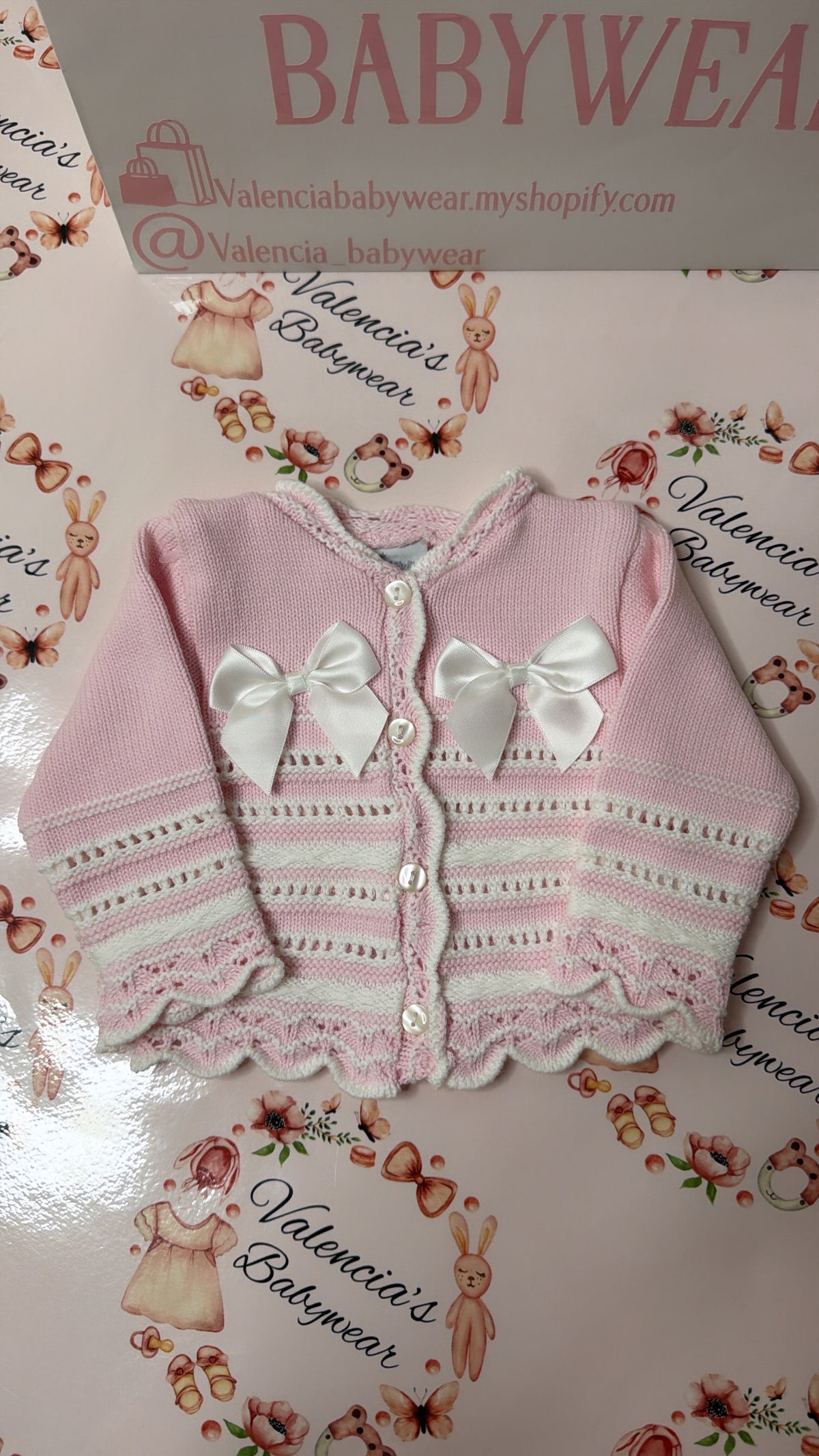 Pink & White Knit Cardigan