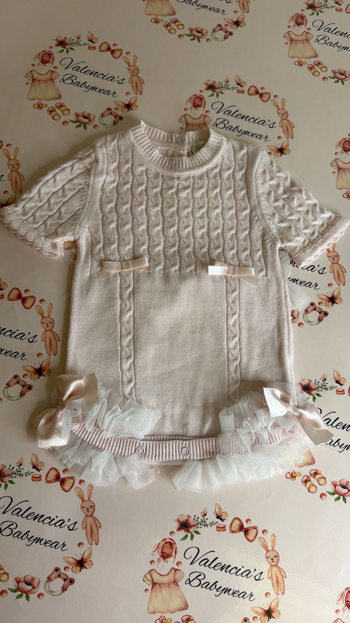 Pink Knitted Romper with Hat