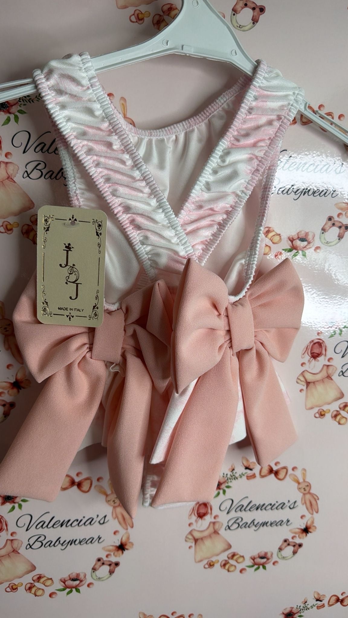 Pink Double Bow Printed Swimsuit