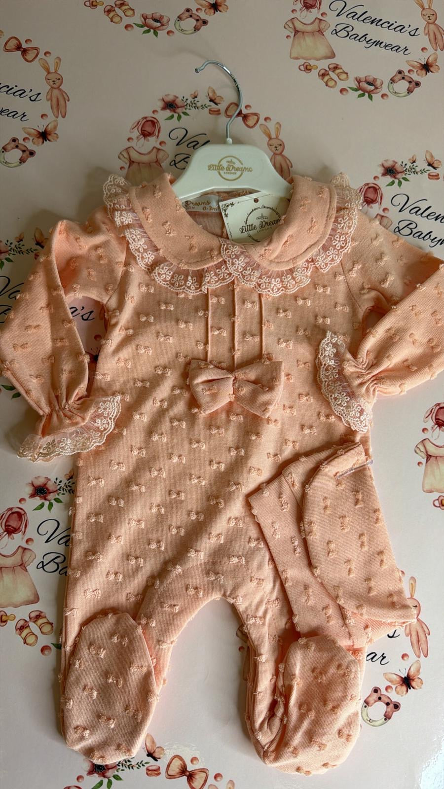 Peach Babygrow & Hat