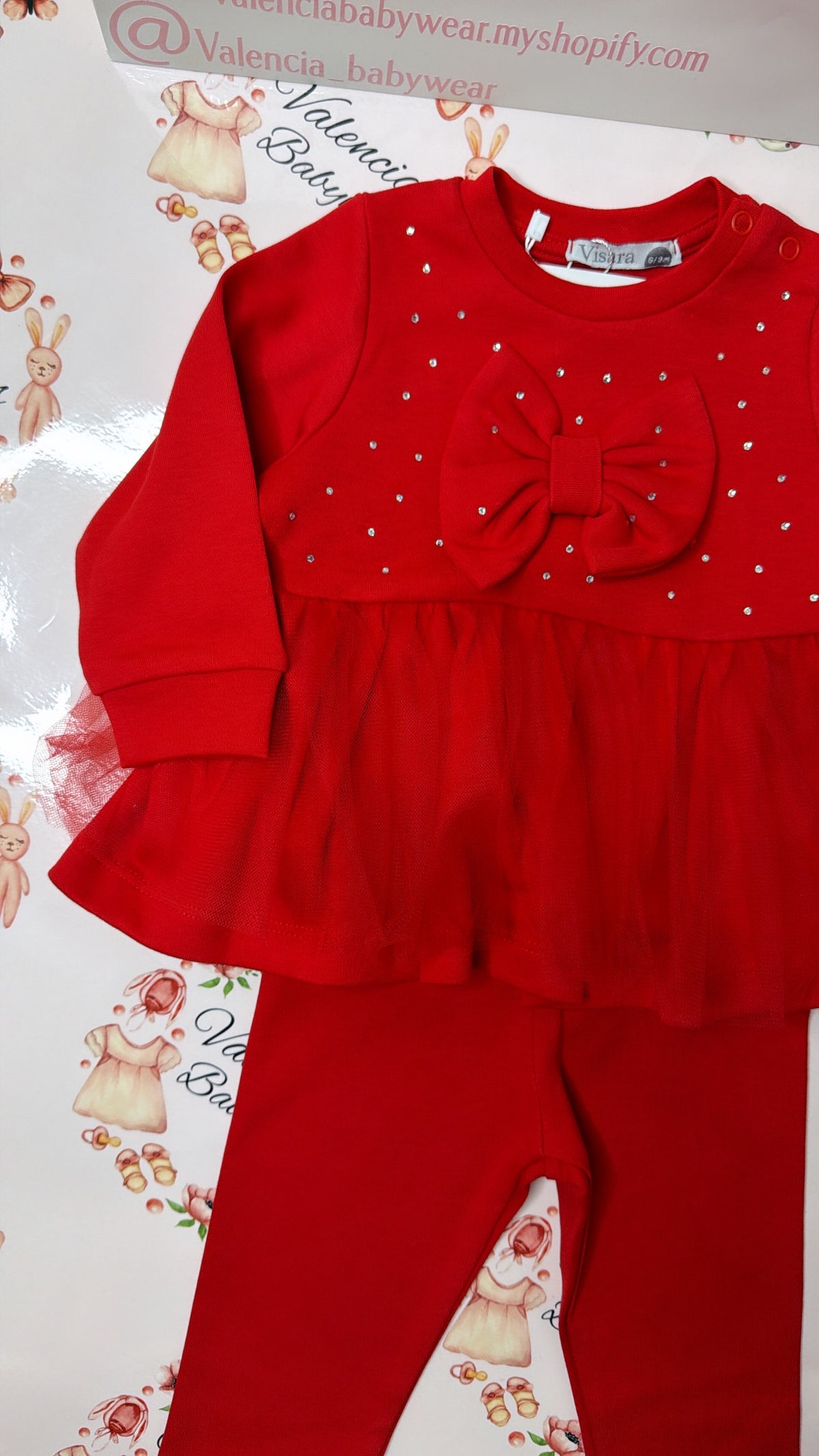 Red Diamanté Bow 2PC