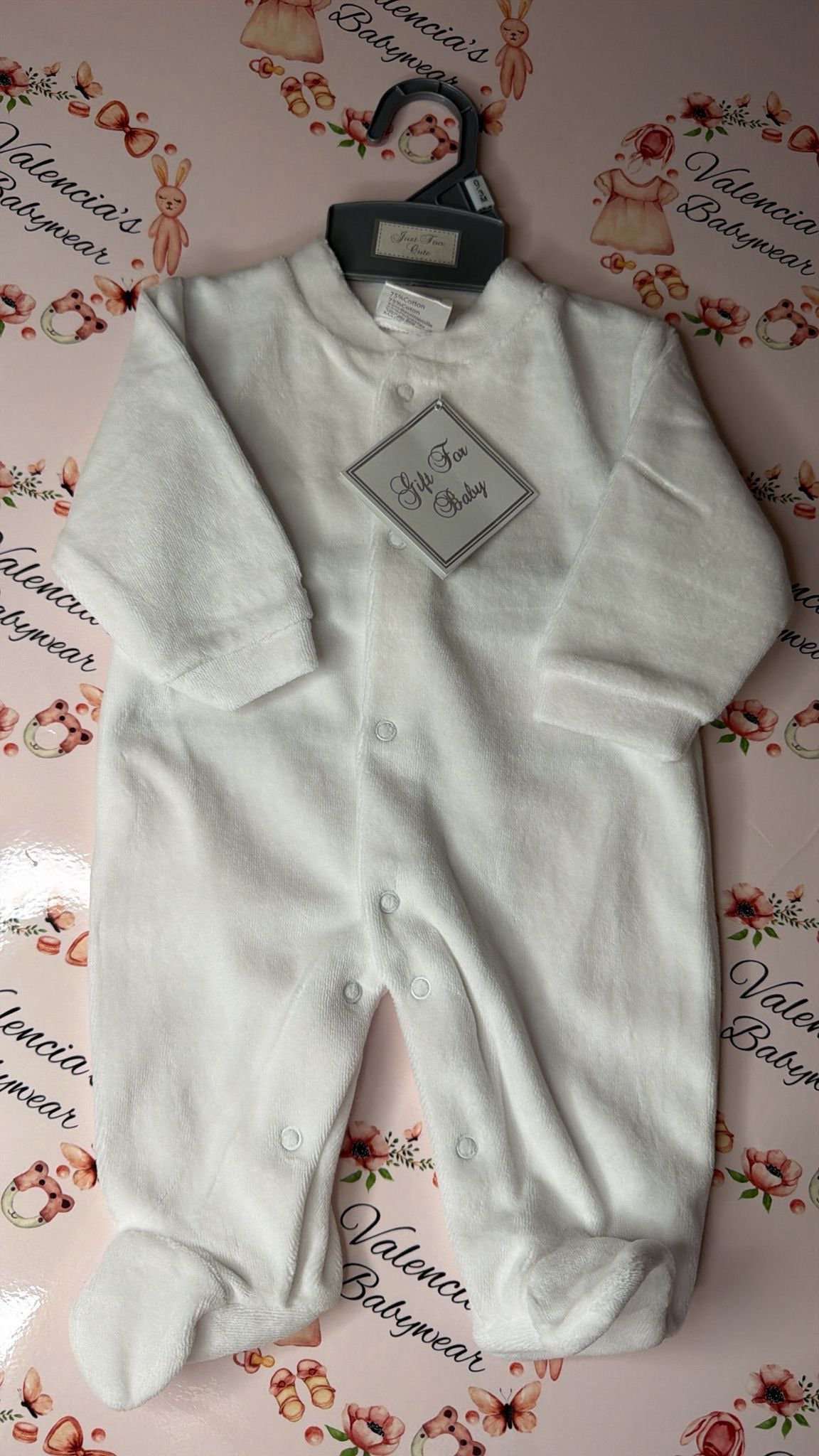 White Velour Babygrow