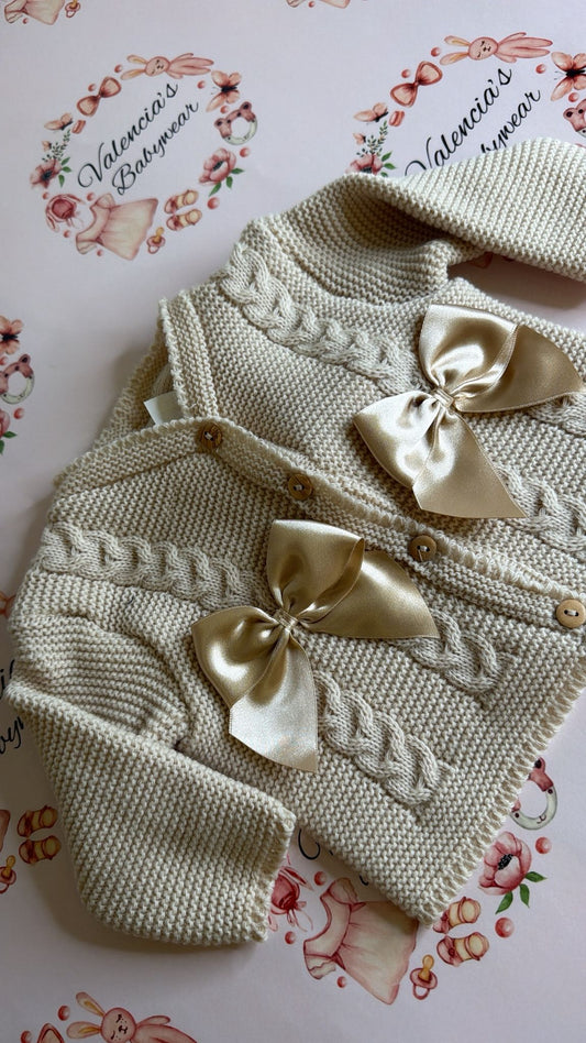 Beige Bow Cardigan