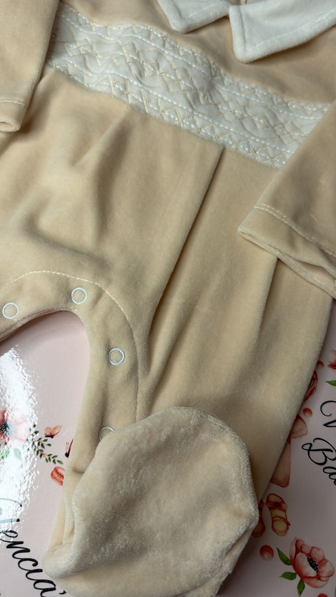Smocked Velour Babygrow