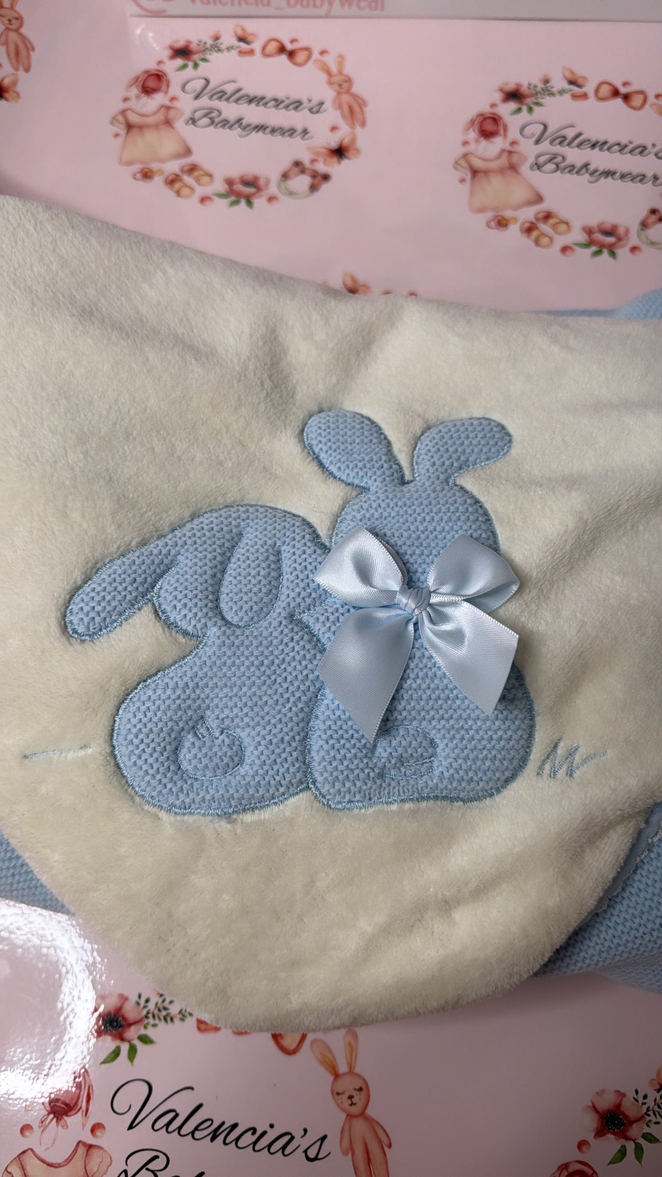 Baby Blue Embroidered Wrap Blanket