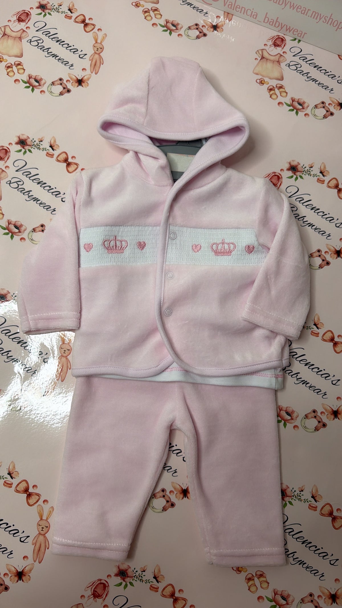 Velour Smock 3PC Crown Set