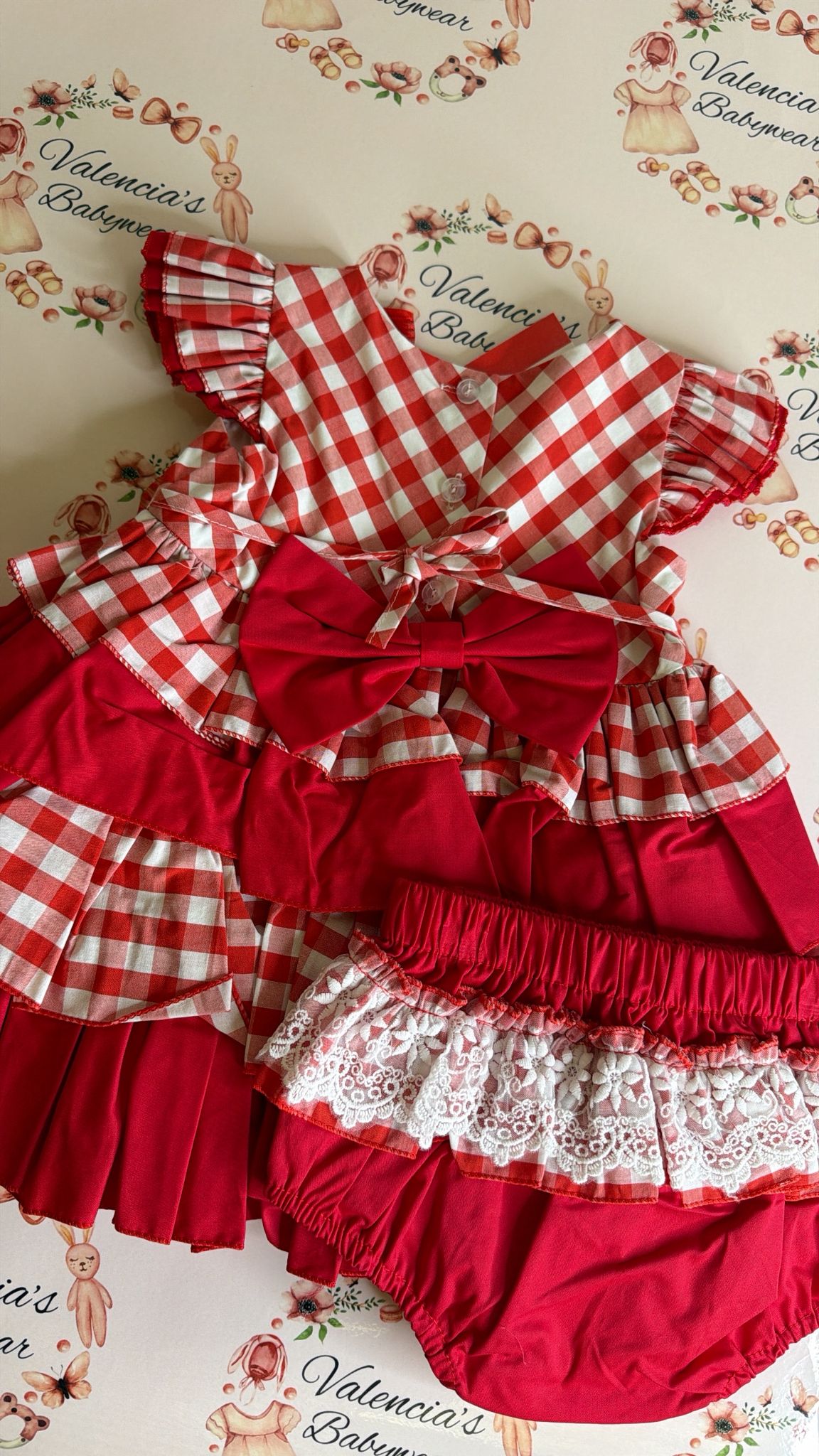 Red Frilled Dress & Bloomers