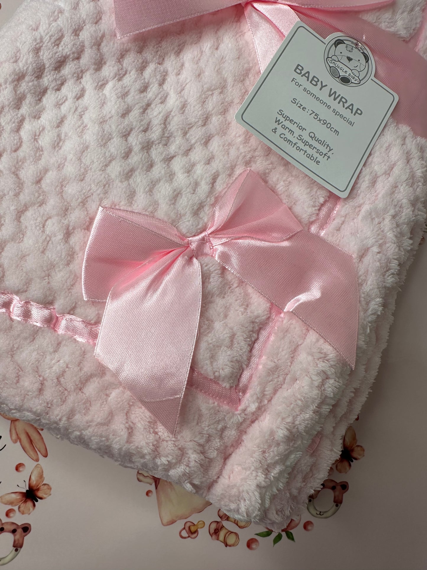 The Pink Bow Waffle Blanket