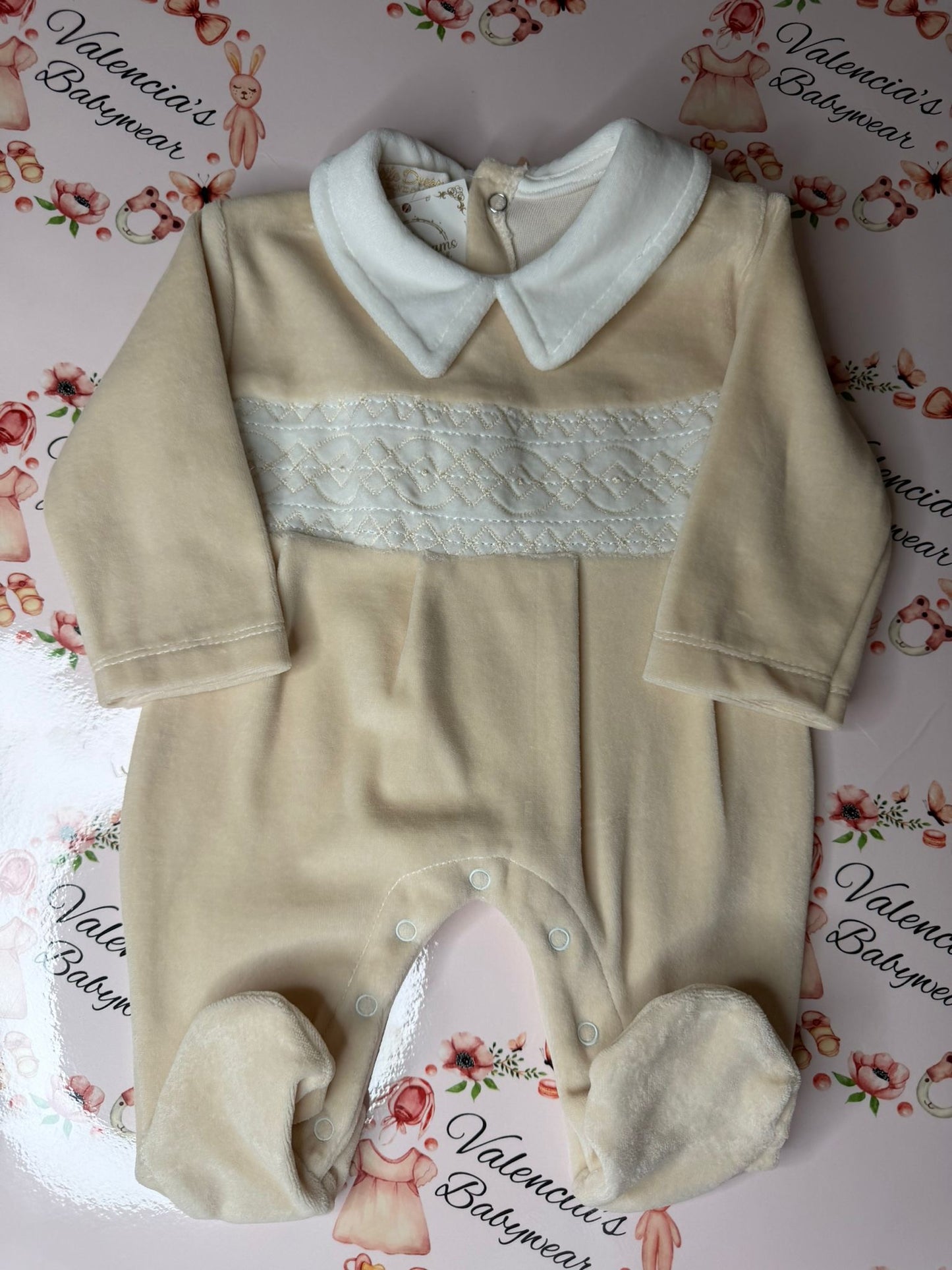 Smocked Velour Babygrow